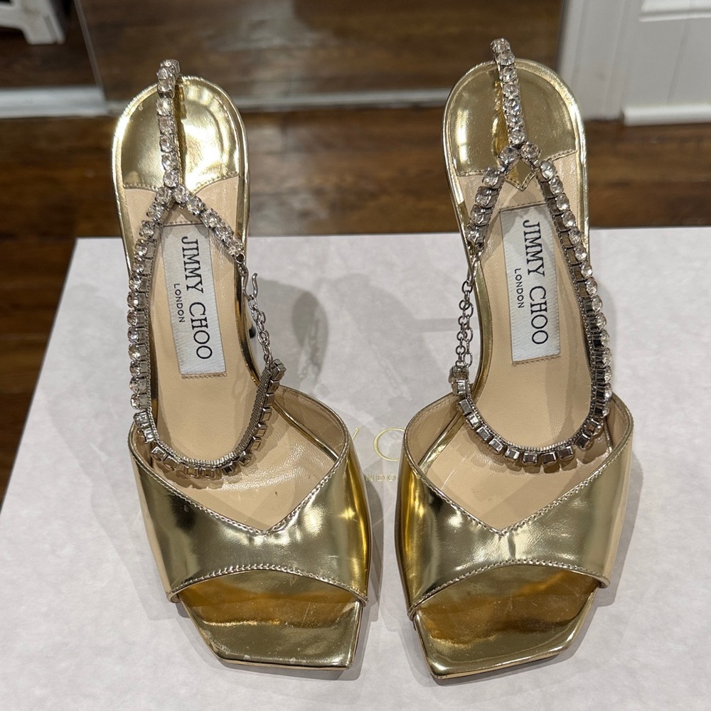 Jimmy Choo Gold Embellished Heels